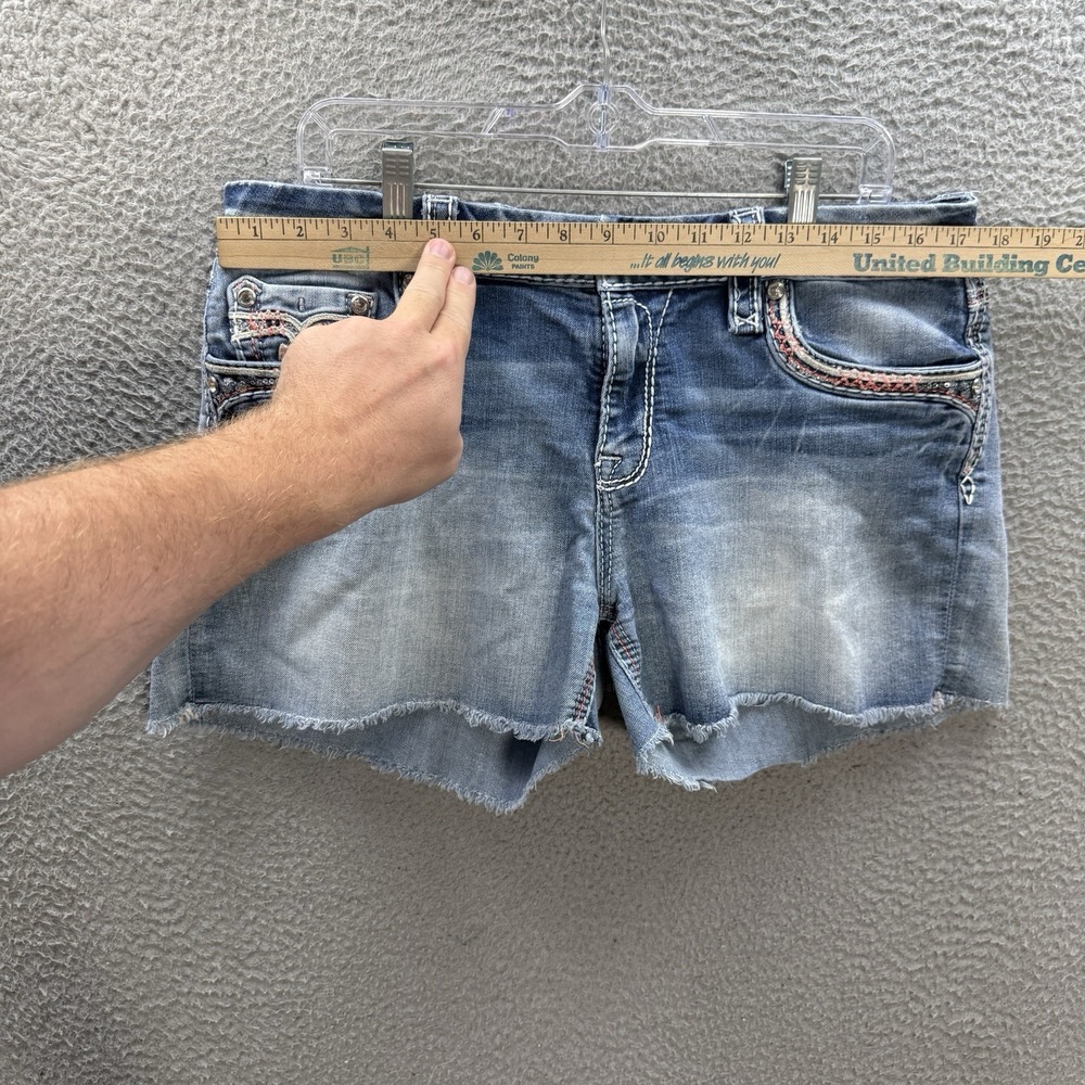 Rock Revival Shorts Womens 32 Blue Clair Easy Short Thick Stitch Distressed - Picture 3 of 13